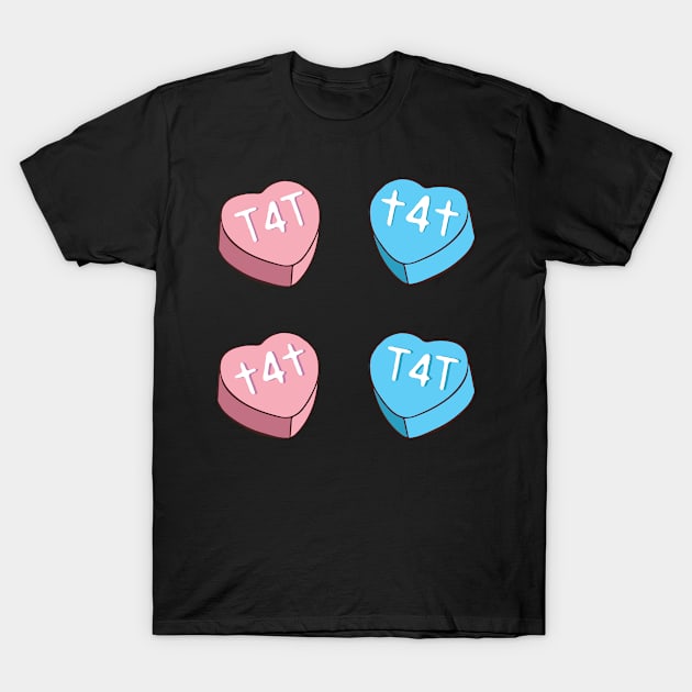 Trans T4T Valentines Pride Heart Shape Candy T-Shirt by LaLunaWinters